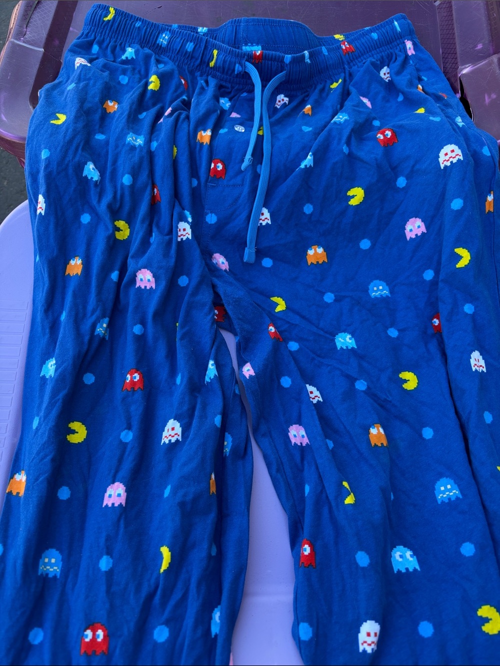 Blue mens Pac-Man Print Pajama Pants